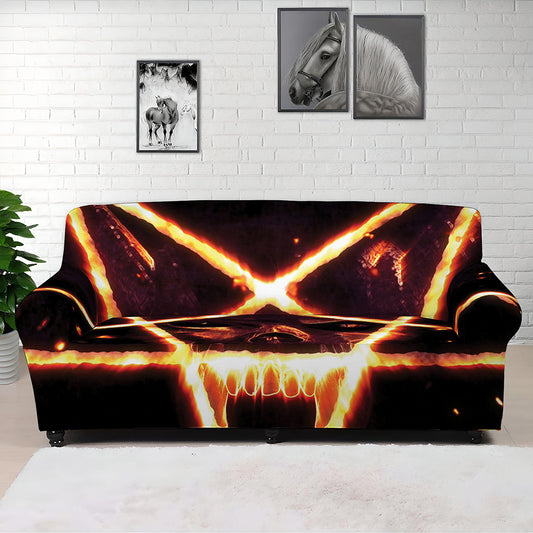 Flame Satanic Pentagram Print Sofa Cover