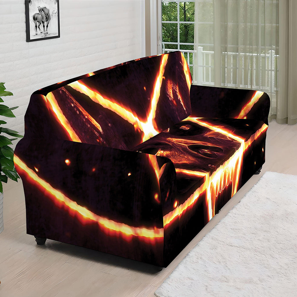 Flame Satanic Pentagram Print Sofa Cover