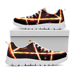 Flame Satanic Pentagram Print White Sneakers