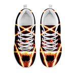 Flame Satanic Pentagram Print White Sneakers