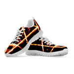 Flame Satanic Pentagram Print White Sneakers