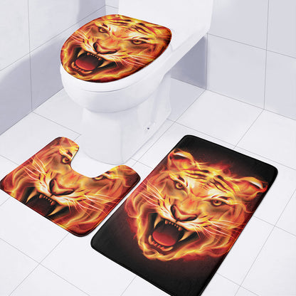 Flame Tiger Print 3 Piece Bath Mat Set