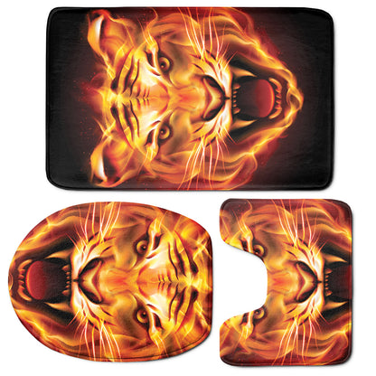Flame Tiger Print 3 Piece Bath Mat Set