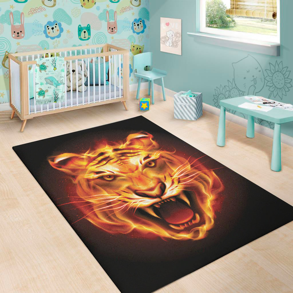 Flame Tiger Print Area Rug
