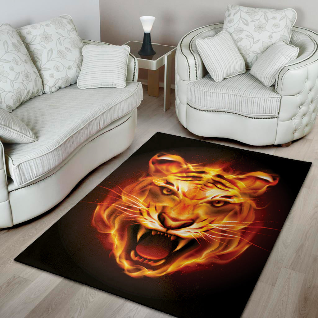 Flame Tiger Print Area Rug