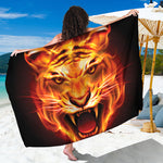 Flame Tiger Print Beach Sarong Wrap