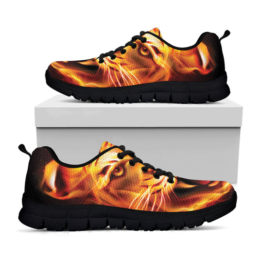 Flame Tiger Print Black Sneakers