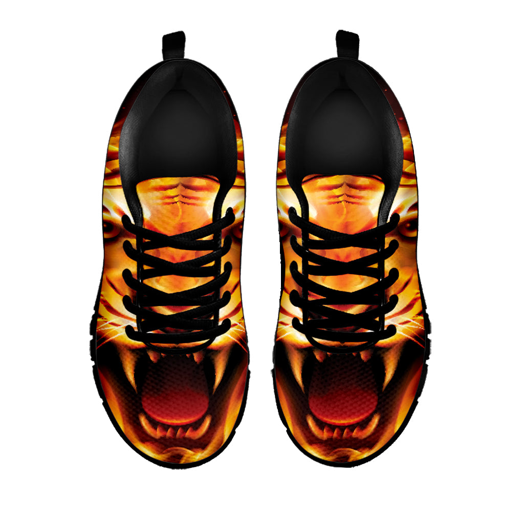 Flame Tiger Print Black Sneakers