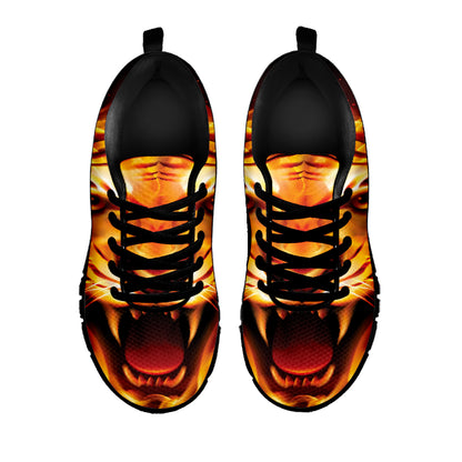 Flame Tiger Print Black Sneakers