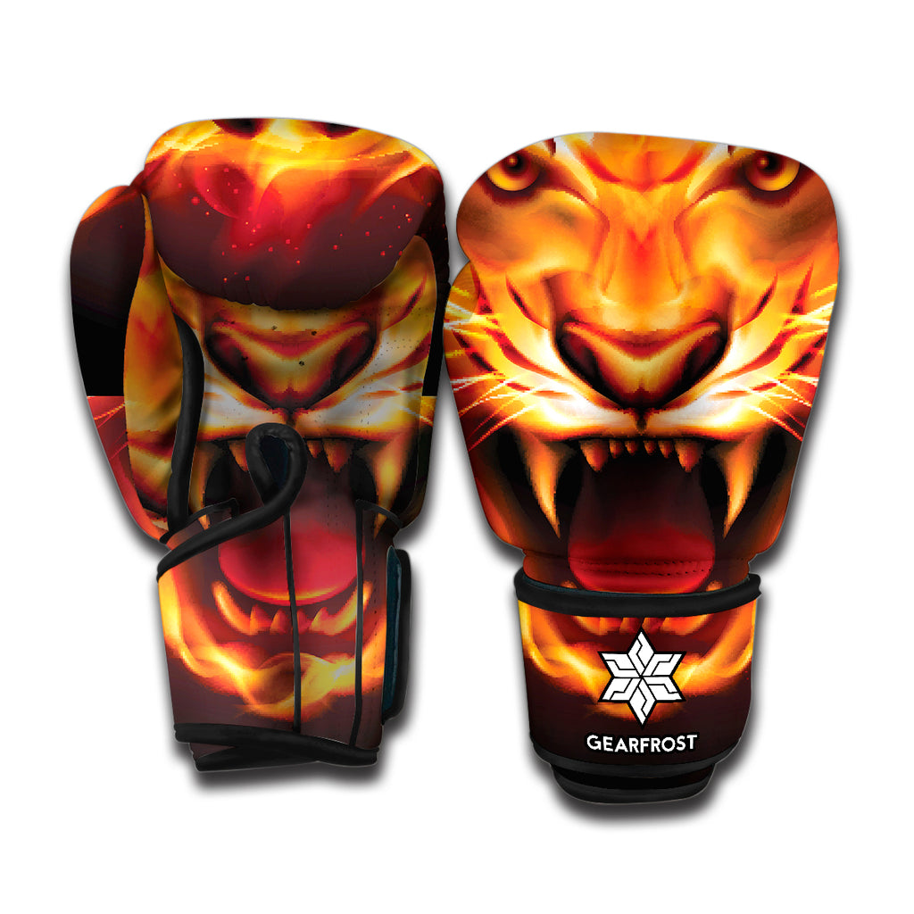 Flame Tiger Print Boxing Gloves