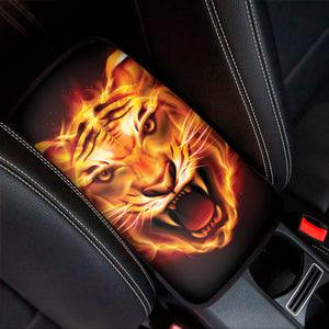 Flame Tiger Print Car Center Console Cover