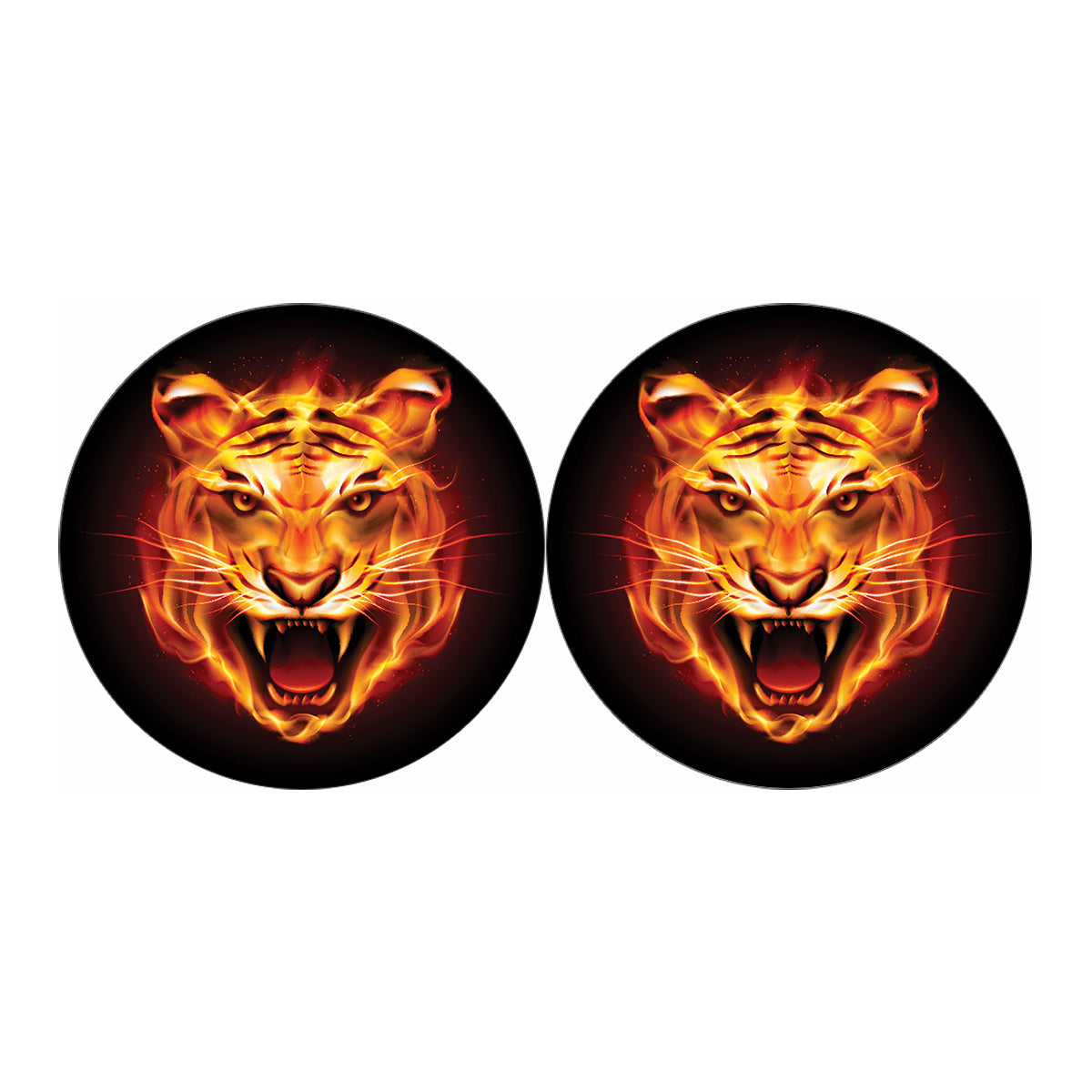 Flame Tiger Print Car Coasters