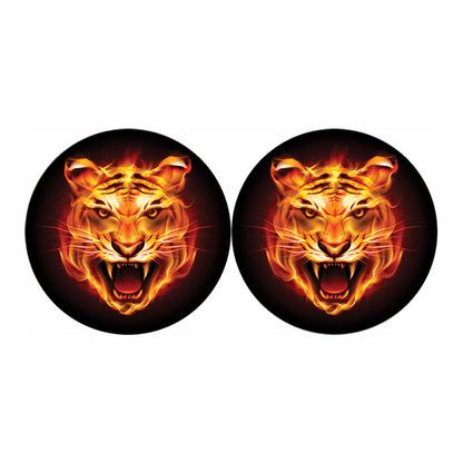 Flame Tiger Print Car Coasters