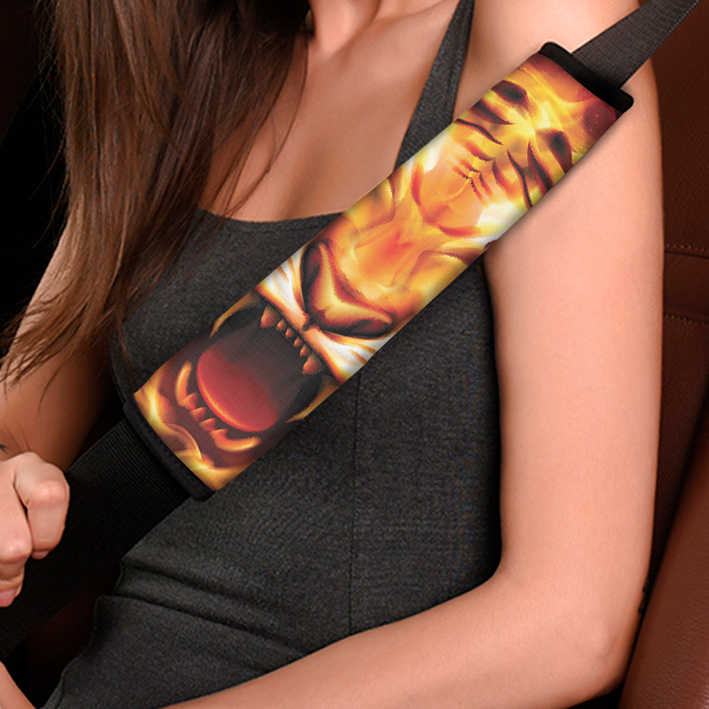 Flame Tiger Print Car Seat Belt Covers