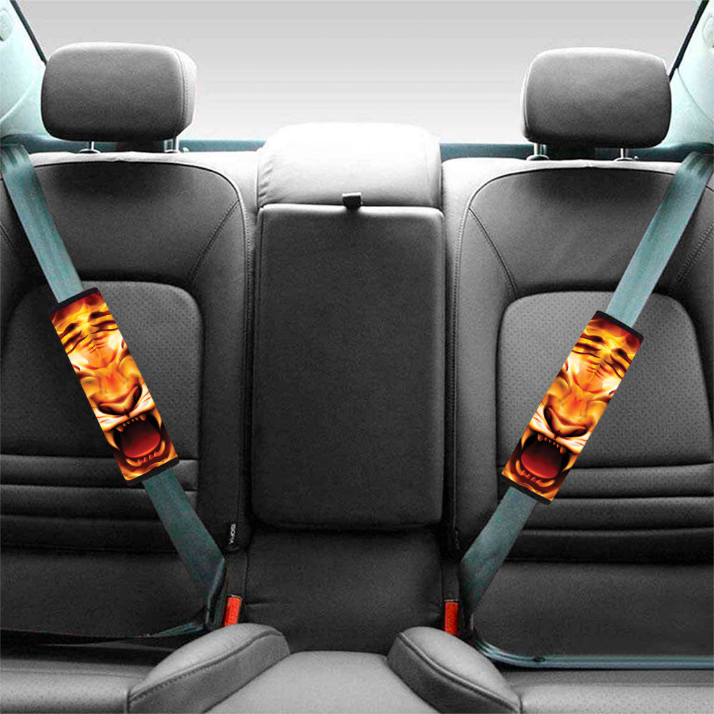 Flame Tiger Print Car Seat Belt Covers