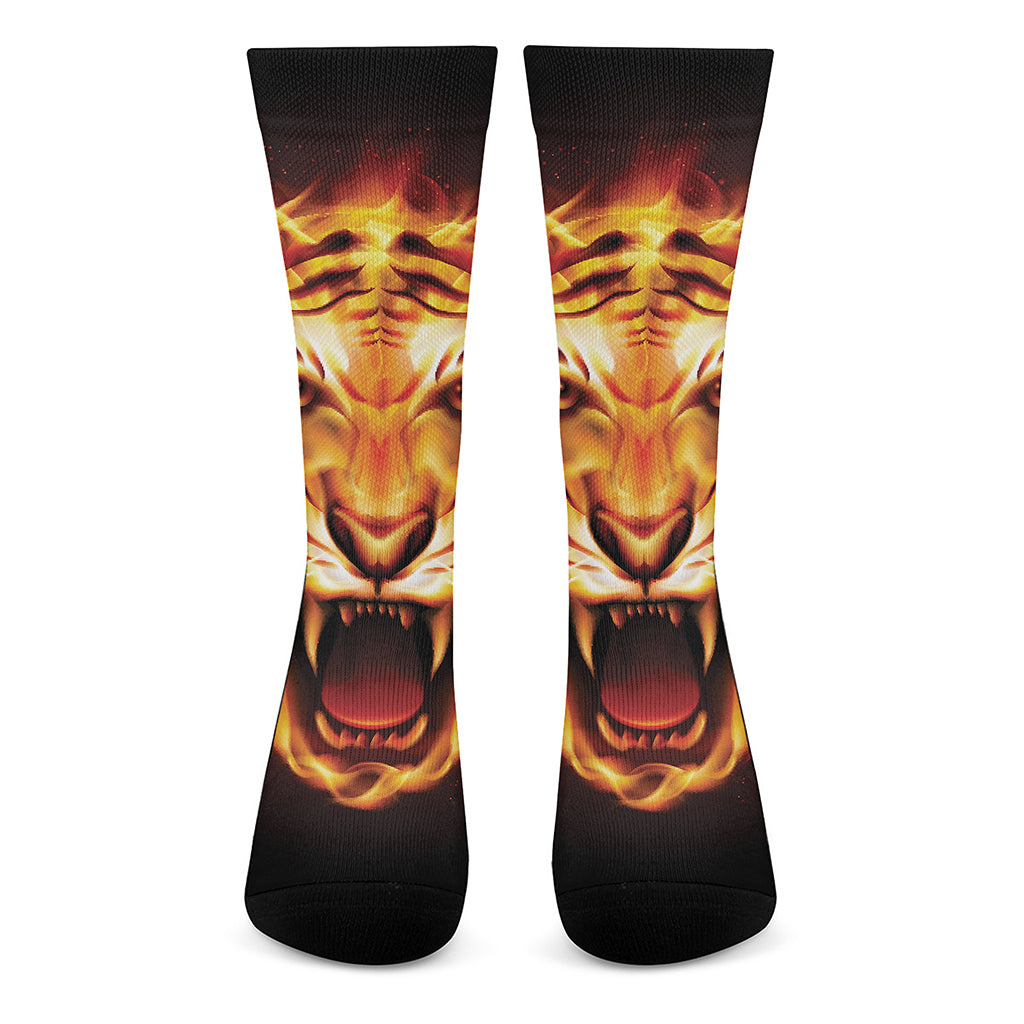 Flame Tiger Print Crew Socks