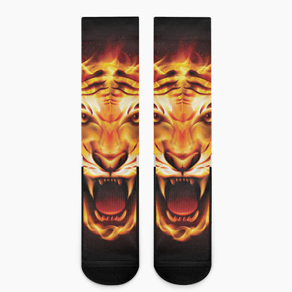 Flame Tiger Print Crew Socks