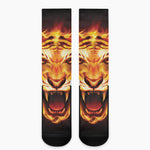 Flame Tiger Print Crew Socks