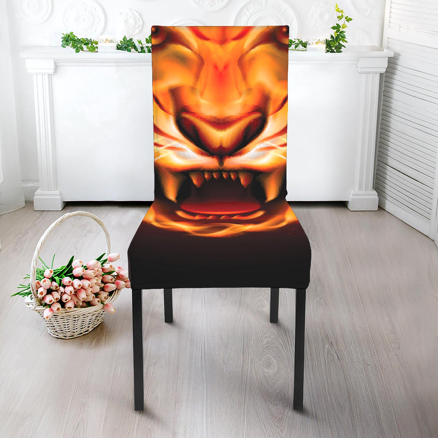 Flame Tiger Print Dining Chair Slipcover