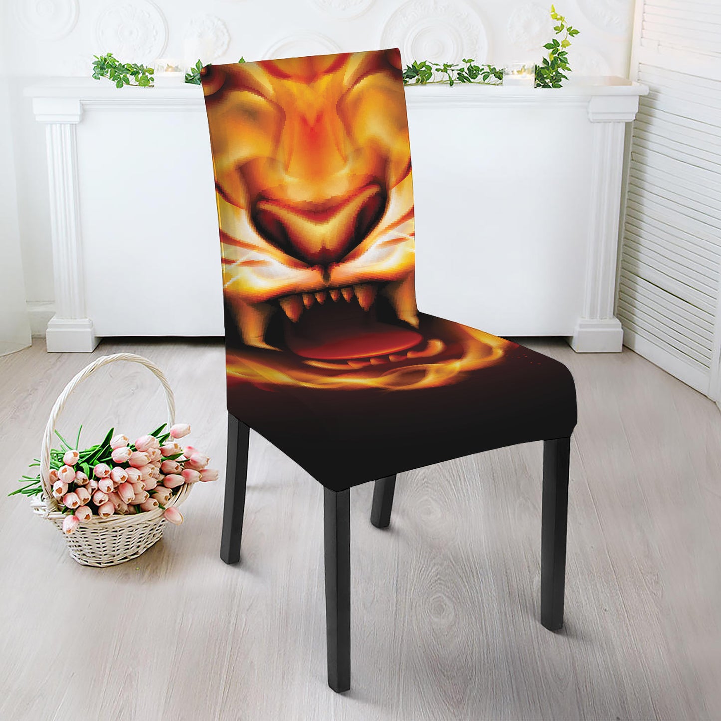 Flame Tiger Print Dining Chair Slipcover