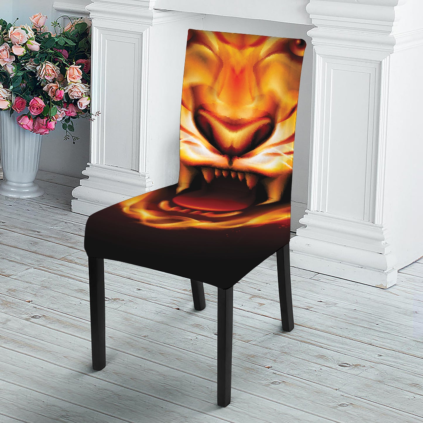 Flame Tiger Print Dining Chair Slipcover