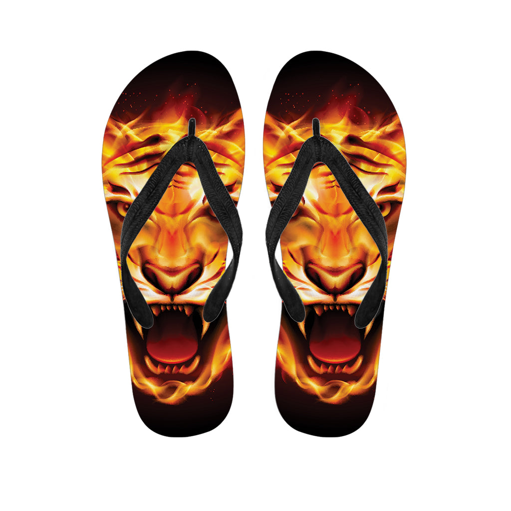 Flame Tiger Print Flip Flops