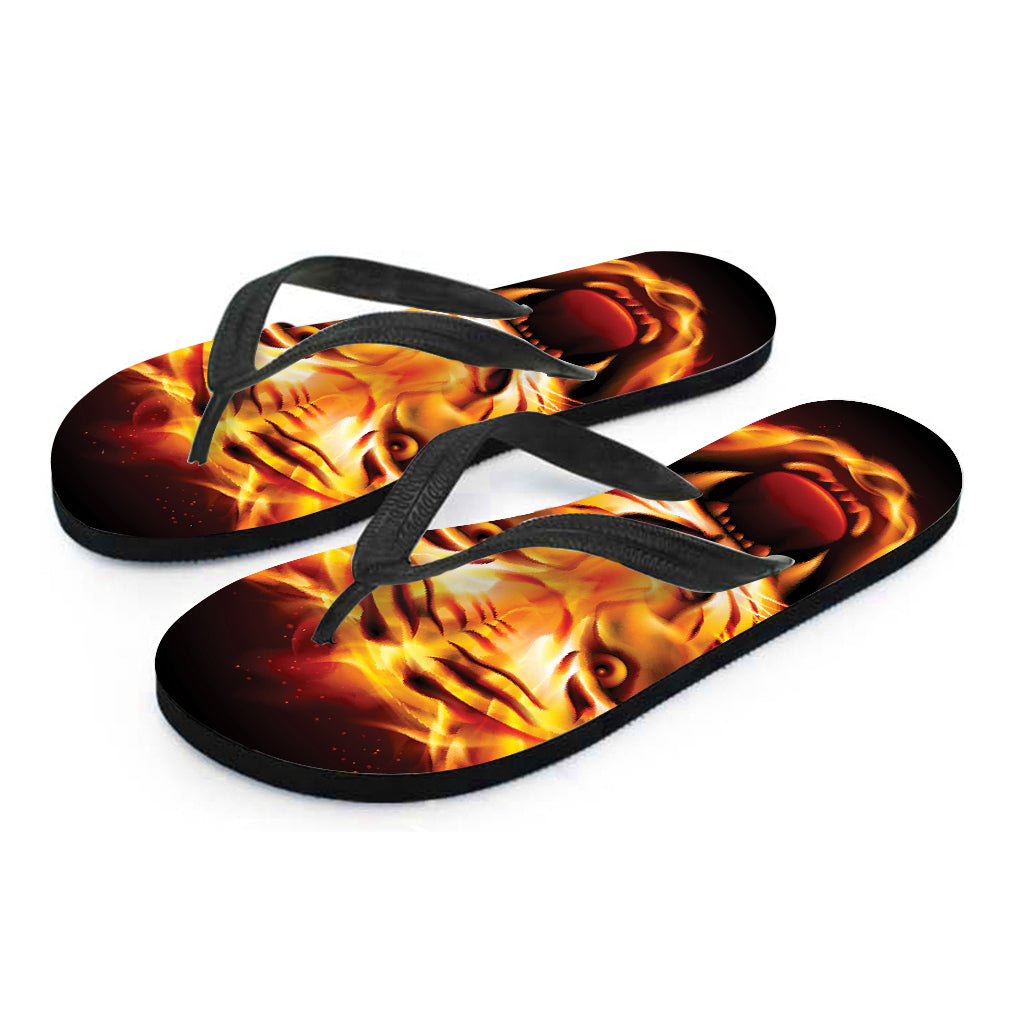 Flame Tiger Print Flip Flops