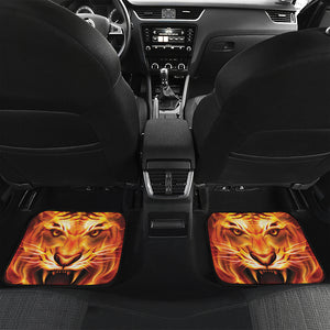 Flame Tiger Print Front and Back Car Floor Mats