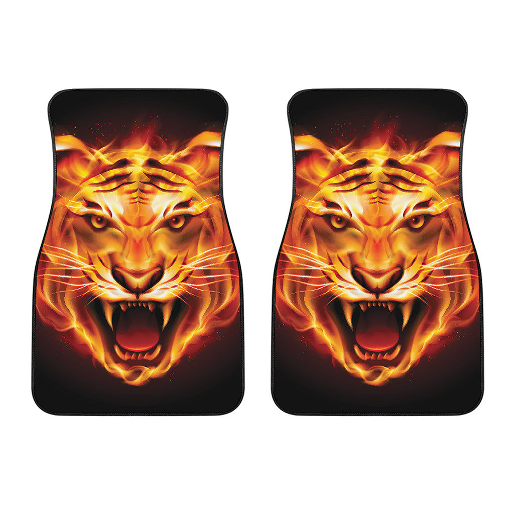 Flame Tiger Print Front Car Floor Mats