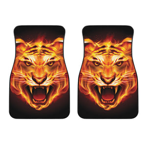 Flame Tiger Print Front Car Floor Mats