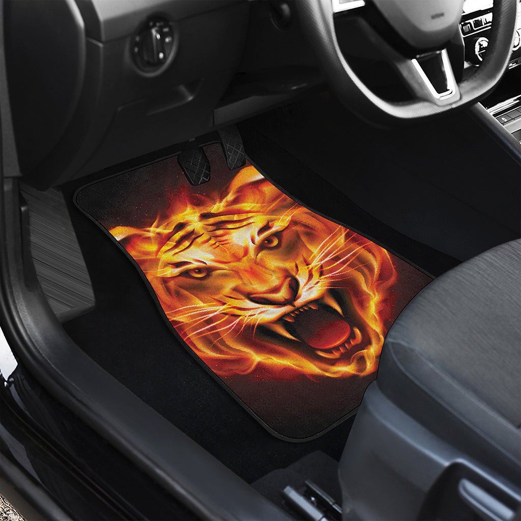 Flame Tiger Print Front Car Floor Mats