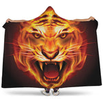 Flame Tiger Print Hooded Blanket