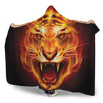 Flame Tiger Print Hooded Blanket