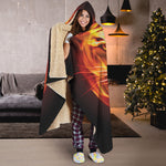Flame Tiger Print Hooded Blanket