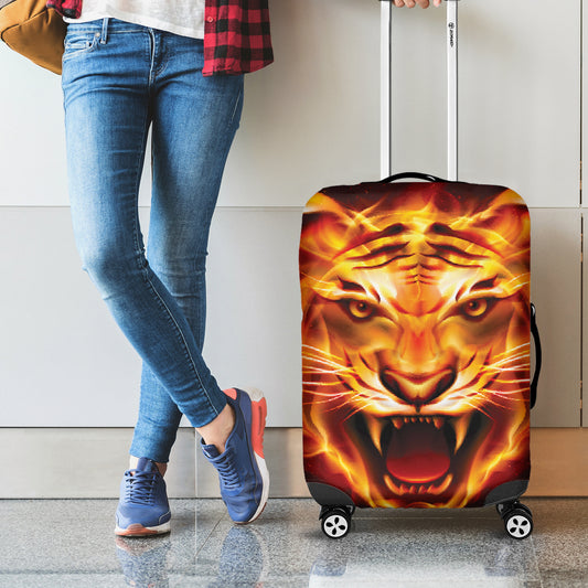 Flame Tiger Print Luggage Cover