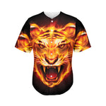 Flame Tiger Print Men's Baseball Jersey