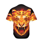 Flame Tiger Print Men's Baseball Jersey