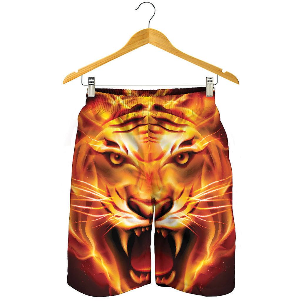 Flame Tiger Print Men's Shorts