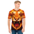Flame Tiger Print Men's T-Shirt