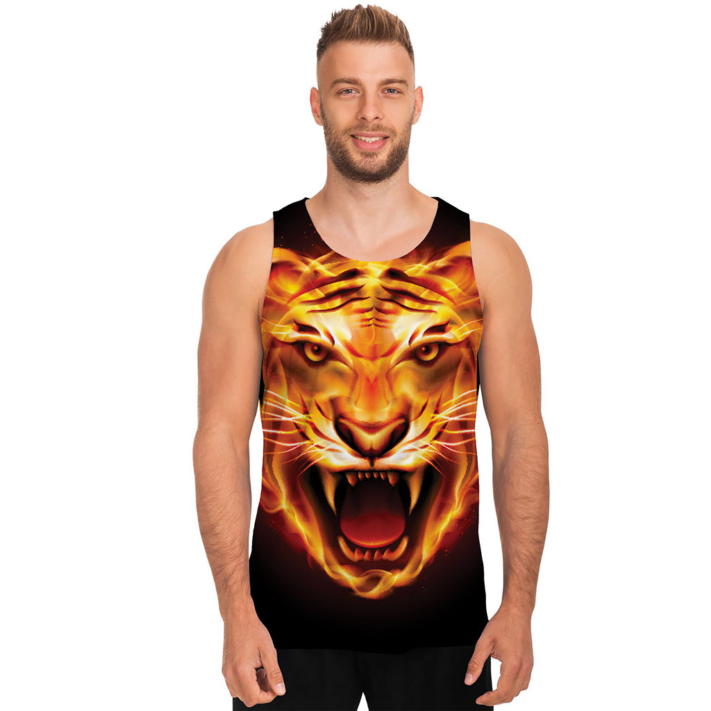 Flame Tiger Print Men's Tank Top