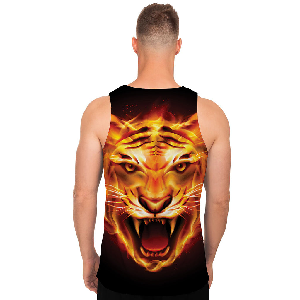 Flame Tiger Print Men's Tank Top