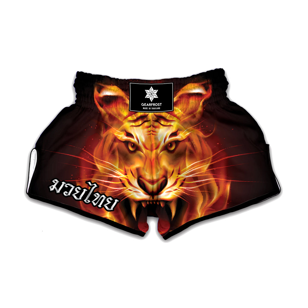 Flame Tiger Print Muay Thai Boxing Shorts