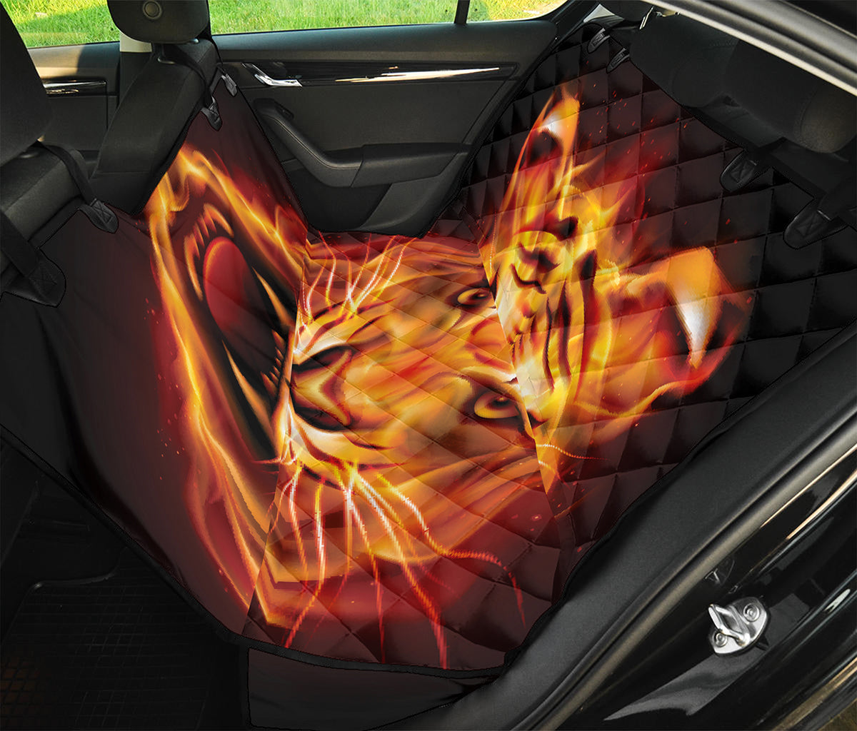 Flame Tiger Print Pet Car Back Seat Cover