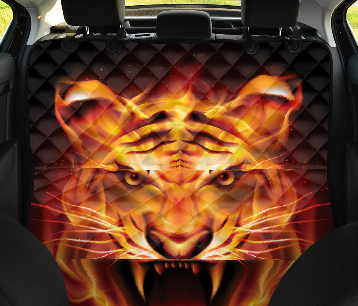 Flame Tiger Print Pet Car Back Seat Cover