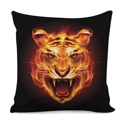 Flame Tiger Print Pillow Cover