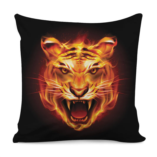 Flame Tiger Print Pillow Cover