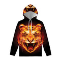 Flame Tiger Print Pullover Hoodie