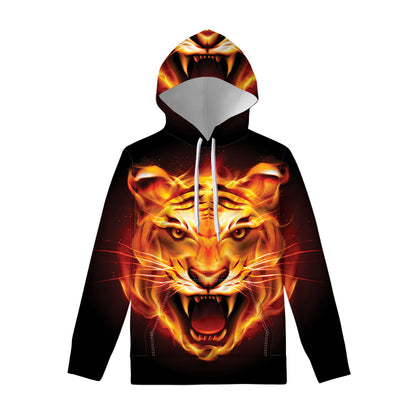 Flame Tiger Print Pullover Hoodie