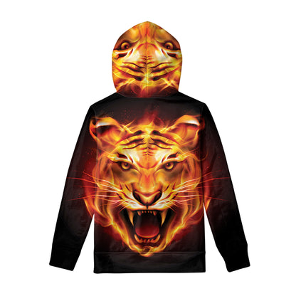 Flame Tiger Print Pullover Hoodie