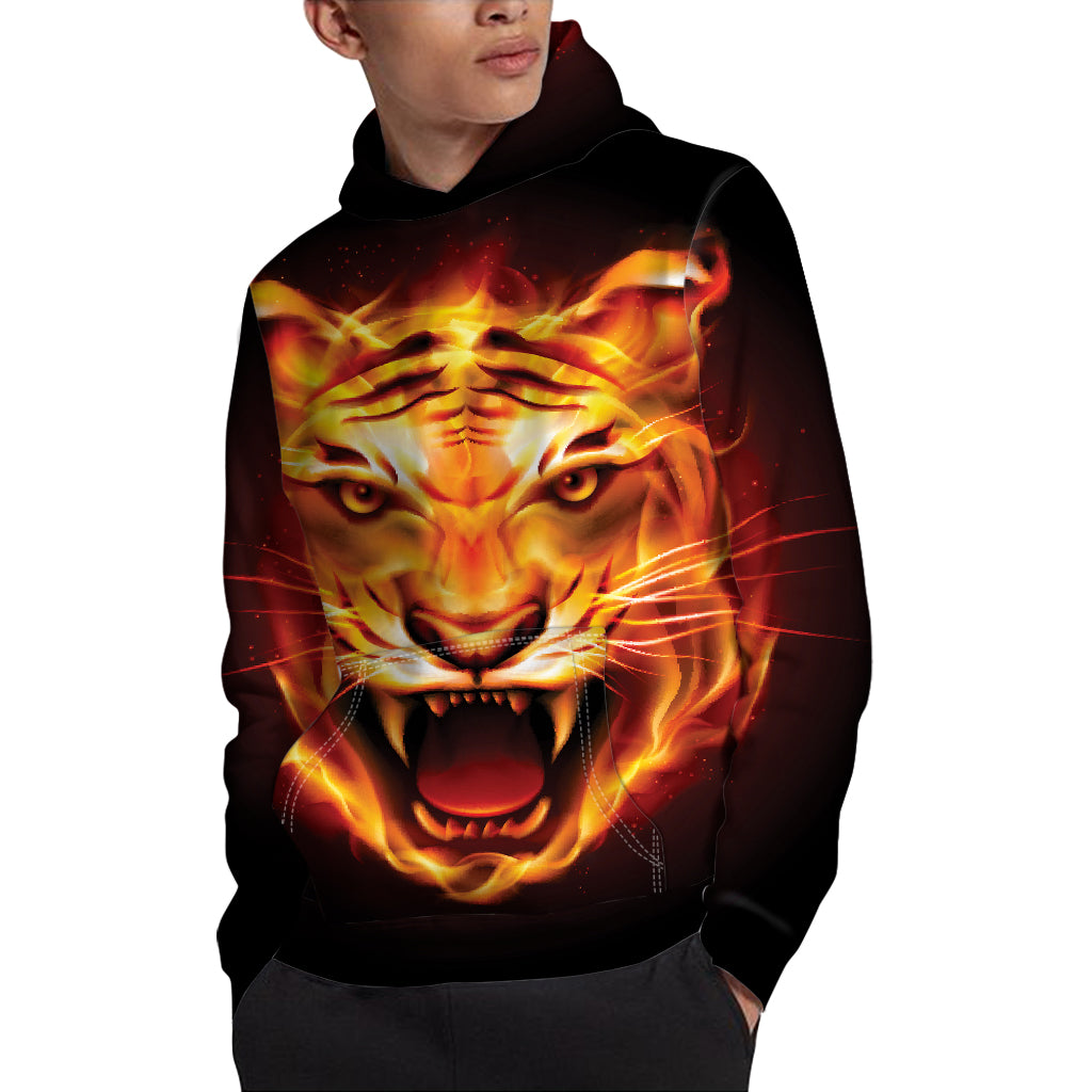 Flame Tiger Print Pullover Hoodie